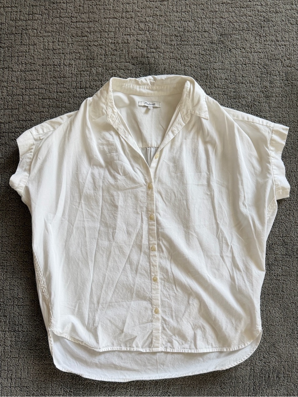 Madewell White Short-Sleeve Button-Up Shirt - Size Medium